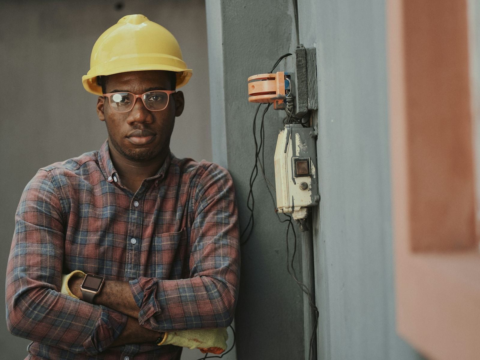 Site engineer with a tablet on a construction site